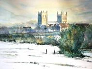 Wimborne Minster in winter